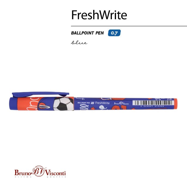 Ручка шариковая синяя BV FreshWrite. Футбол. Чемпионы. Франция 0,7мм принт Превью 3