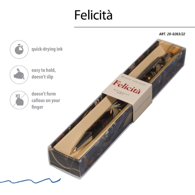 Ручка подар шар BV Felicita синяя 0,7мм Ночные цветы Превью 7