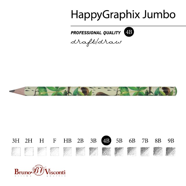 Карандаш ч/гр толстый 4B BV HappyGraphix Jumbo. Баобаб 3.5 MM Превью 1