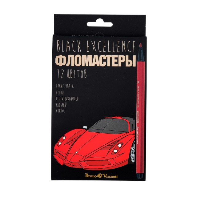 Фломастеры 12 цв BV Black Excellence