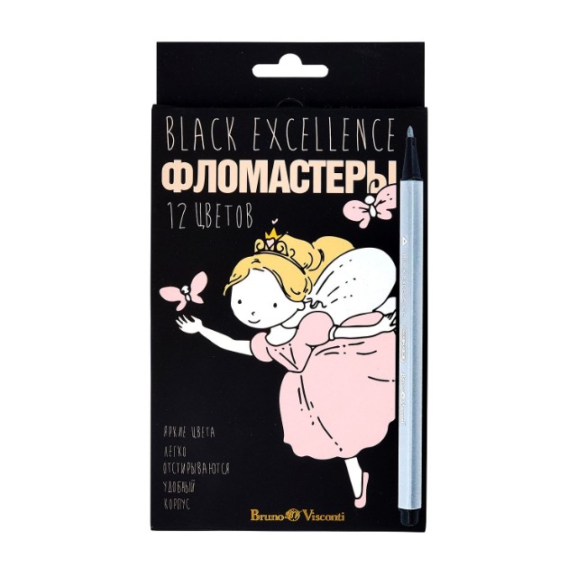 Фломастеры 12 цв BV Black Excellence Превью 4