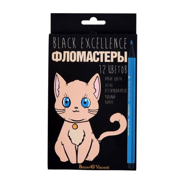 Фломастеры 12 цв BV Black Excellence Превью 1