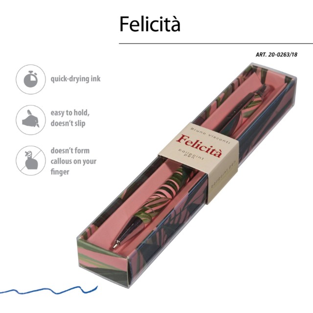 Ручка подар шар BV Felicita синяя 0,7мм Пальмовые листья Превью 8