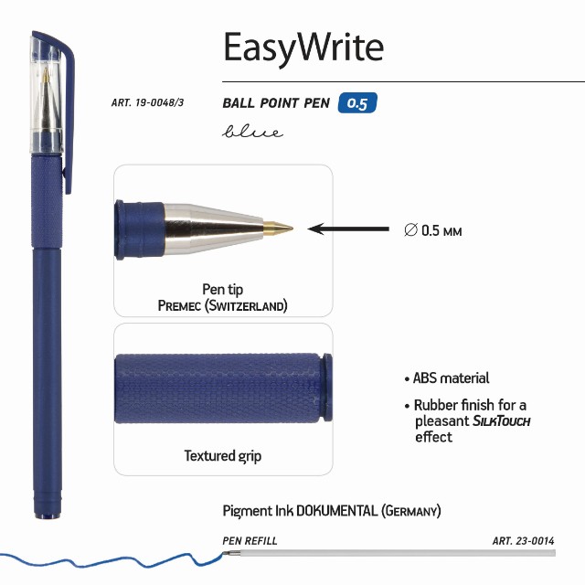 Ручка шариковая синяя BV EasyWrite original синий под персонализацию Превью 3