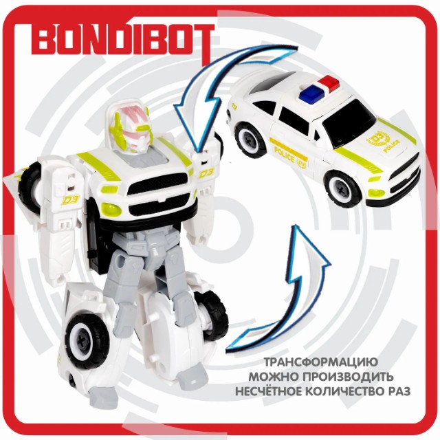 Трансформер 2в1 BONDIBOT Робот-автомобиль Полиция с отвёрткой Превью 13